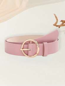 1 chiếc thắt lưng da PU màu hồng dành cho nữ, khóa hình học, thiết kế tối giản sang trọng thủ công, phù hợp với áo phông/váy/quần short, dùng hàng ngày và làm quà tặng dịp lễ. - Hồng - Xem 9