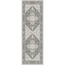 Soft Neutral Area Rugs 5x7, Washable Rug With Non Slip Backing, 5 X 7 Faux Cashmere Low-Pile Carpet, Cream White & Blue & Light Brown,  2025 Design - Greenish Grey - View 8
