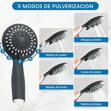 Combo de cabezal de regaderas para bao alta presion de 6 ducha de mano, con manguera de 1, 5 metros regadera con manguera para bao Cromo - Mate Negro - Ver 7