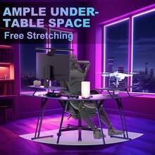 LILIIN Gaming Desk 140 X 120cm L-Shaped Gaming Table With Monitor Stand, Carbon Fiber Surface, Ergonomic Large Computer Desk, Corner Desk For Home Office - Black