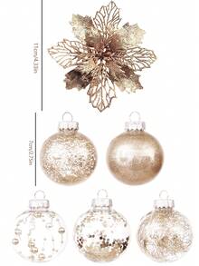 Christmas Ball Ornaments Pink Christmas Ornaments Set And Christmas Flowers For Christmas Tree Decoration Shatterproof Christmas Hanging Balls For Christmas Halloween Party Home Decoration, Christmas, For Holiday Wedding Christmas Tree Decoration - Champagne - View 8