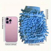 1 Stück Flauschiger Auto-Waschhandschuh in Zufallsfarbe, Dickes saugfähiges Handtuch, Chenille Auto-Wasch-Schwamm, Weiche Auto-Reinigungsmaterialien