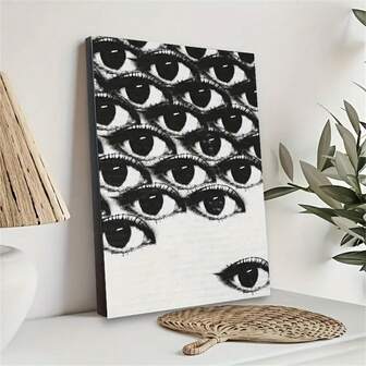 1 件中世纪现代视角墙面艺术 - 大胆的黑白设计，适合客厅、卧室、办公室或浴室装饰的海报，漂亮的房间装饰复古无框墙面艺术海报