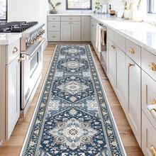 Soft Neutral Area Rugs 5x7, Washable Rug With Non Slip Backing, 5 X 7 Faux Cashmere Low-Pile Carpet, Cream White & Blue & Light Brown,  2025 Design - Blue & Gold - View 12