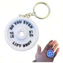 Weight Plate Keychain Do You Even Lift Bro?Fitness Enthusiast Keychain Gym Lover Funny Weightlifting Accessory WHITE