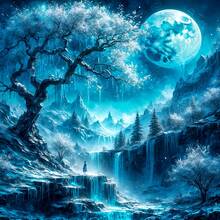 5D DIY Diamond Painting Kit, Beautiful Night, Full Artificial Diamond Painting, Square/Round Diamond Painting Set, Handmade Home/Office Wall Decor Gift