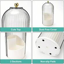 Toothbrush Holders With Sliding Lid Rotating 3 Slots Bathroom Organizer Countertop Tooth Brush Toothpaste Holder Bathroom Counter Stand Sink Organizer Caddy For Vanity Makeup Brushes Holder - 白色透明黑色 - 查看 6