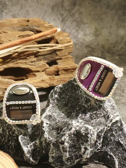 1 قطعة/5 قطع/10 قطع عداد يدوي مزين بالزهور/الراين ستون، عداد زر دفع إلكتروني يدوي، عداد صغير محمول للإصبع، عداد بالضغط بالإبهام، مناسب للتعلم والرياضة وأنشطة العد الأخرى