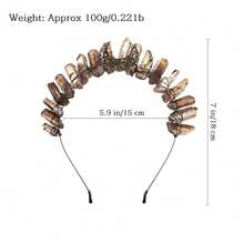 Bubbmi Raw Crystal Tiara Headband, Quartz Rhinestone Bridal Headpiece For Wedding Parties Photography{"Color_name":"GRAY"} - XÁM - Xem 4