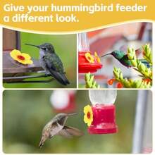24 Pieces Hummingbird Feeders Replacement Flowers Pet Bird Feeder Replacement Feeding Ports With 2 Cleaning Brushes For Outdoor Hanging Feeders Red+Yellow