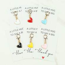 1个/6个装精致迷你心形钥匙扣，附赠“一个小小的拥抱”感谢卡 - 包包和钥匙扣装饰；男女皆宜的日常穿搭配饰钥匙扣，可爱设计，是送给老师、家人、闺蜜的完美礼物 - 适合婚礼、生日、新年和其他特殊场合，也可作为包包挂饰或汽车装饰，送给姐妹的礼物创意 - 彩色 - 查看 9