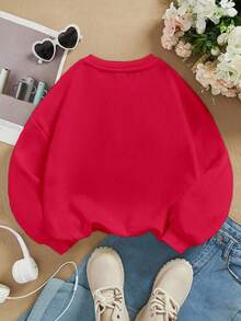 Sudadera moderna juvenil estampada Halloween con calabaza y gato negro – cómodas, versátiles y de moda - Rojo - Ver 3