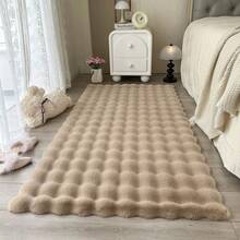 1 pièce Tapis de zone en fausse fourrure moelleuse, tapis décoratif doux et chaud de couleur crème, convient pour le salon, la chambre, le bureau, l'entrée