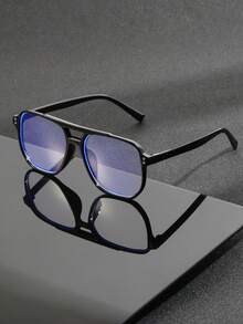 1 Pair Men's Retro Double Bridge Aviator Frame Fashion Glasses, Suitable For Fashion Outfits, Party Decoration, Outdoor Travel, Beach Vacation, Cycling, Driving, Outdoor Sports, Daily Use