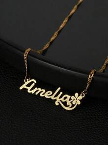 Personal Customized English Name Necklace With Simple Style 18K Gold-Plated Stainless Steel English Nameplate, Elegant Personalized Jewelry For Birthdays And Holidays Gifts For Women, School Supplies, For Teacher Gifts, For University, For Colleague, For Dorm Rooms, For Teacher, For Boys And Girls, For Teenagers, Junior High School Students, Middle School Students, High School Senior High School Students, College Students, University Students, Freshman, Sophomore, Underclassmen,Chic Autum, Chic Winter