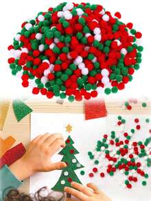300 piezas - Pompones de Navidad en rojo, verde y blanco, bolas esponjosas pequeñas para manualidades y decoraciones de fiesta, materiales de decoración navideña DIY, suministros para manualidades, regalos navideños adecuados para árboles de Navidad, decoraciones de tarjetas de felicitación, relleno de jarrones (tres colores)