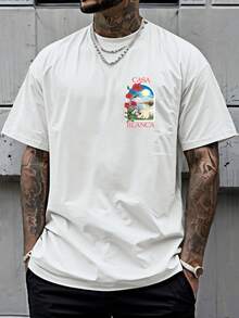 Camiseta de Manga Corta Casual y Holgada para Hombre - Estampado de y Rosa de la Casa Blanca, Camisa de Verano Roja Brillante, Cuello Redondo Transpirable, Regalo Lavable aáquina para Él, Ropa de Vacaciones en la Playa, Camisa de Inspiración Retro, Top de Fácil Cuidado, Camiseta de Uso Diario, Diseño Vintage, Camiseta Ligera con Estampado, Moda de - Blanco - Ver 12