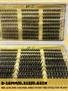 522-Piece D-Shaped, Large-Capacity Eyelash Kit; Includes 30D, 40D, 50D, 60D, 80D, And 100D Volume Lashes; For Natural-Looking Eye Makeup; 10-16mm Length, Mixed-Length, Waterproof Synthetic Mink Fiber; 3D Individual Lash Clusters; Easy To Carry, Reusable; Suitable For Daily Wear, Vacations, Everyday Makeup, Cosplay, Full Makeup Looks, And Daily Use; Eyelash Extensions, Individual Lashes, False Eyelashes.