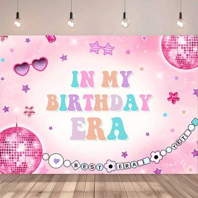 1 Stück rosa glitzernde Disco Dekor Geburtstags Party Foto Hintergrund mit "Meine Geburtstags Ära" Banner, geeignet für Geburtstags Party, Jubiläum, Frauen Foto Requisiten, Kuchentisch Dekoration und Geburtstags Party Zubehör