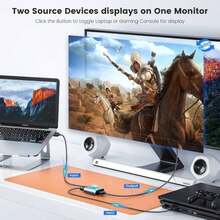 Switch 4k60hz, Aluminio Switcher Bidireccional Entrada 2 a 1 Salida o Switch 1 a 2 Salida, Soporta 4K, 3D, 1080P, Splitter para HDTV, Projector, BLU - Ray Player, DVD, 43 - inicial - Ver 1