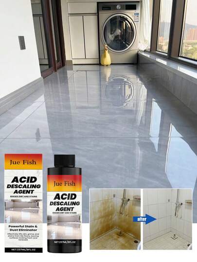 JUE FISH 237ml Ceramic Tile Cleaner, Suitable For Shower Enclosure, Bathroom Glass Door, Bathtub, Mirror, Faucet, Wall Tiles