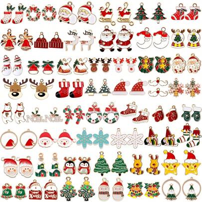 20/60/100Pcs Multi-Style Alloy Xmas Christmas Charms Jewelry Findings For Earring Bracelet Necklace Jewelry Making Supplies Craft