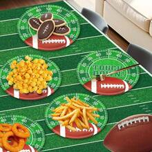 24 Pack Touchdown Plates Sets - Rugby Theme Party Supplies, Inch Disposable Dinner Dessert Paper Plate Tableware Tailgate Birthday Game Day Party Decorations Table Decor - 24 包 - 查看 6