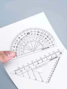 Set de 10 piezas de compás y regla, suministros de aprendizaje para estudiantes, para uso en exámenes, incluye regla, triángulo, transportador, portapapeles, estilo aleatorio, artículos de papelería, regalos de Navidad, de vuelta a la escuela