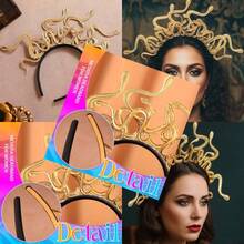 Medusa Snake Headband Gold Goddess Headpieces Halloween Party Rave Festival Hair Accessories For Women And Girls
