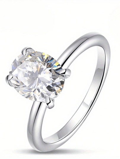 1/2/3 Carat Natural Diamond 925 Sterling Silver Oval Ring, Exquisite Gift For Gala, Party, Holiday, Birthday, Wedding Anniversary, Memorable Gift For Mother, Lover, Friend, Mother's Day, Birthday