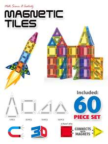 ODAPTO 20/38/60pcs Mini Magnetic Tile Toys With Metal Box, Portable Magnetic Building Blocks, Convenient For Play & Storage, Suitable For Festival & Birthday Gifts