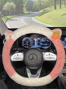 1pc New Rabbit & Carrot Plush Cute Car Steering Wheel Cover, Winter - one-size - View 12