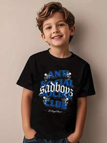 Young Boy's Graphic Streetwear Anti-Social Club Theme 100% Cotton Halloween Kids T-Shirt&Cute Ghost Print/Trick Or Treat Tee/Graphic Cotton Tees, Cool & Cute High-Quality- Print Clothes By Young Boys, Black Summer T-Shirts With Skull Pattern, Boys Fall Clothes, Kpop Shirts Gifts For Halloween, Short Sleeve Tees For Outdoor Play & Casual Attire, Mas Tour T-Shirts For Young Boys/Tween Boys/Teen Boys/Toddler Boys Halloween Kids T-Shirt - màu đen - Xem 2