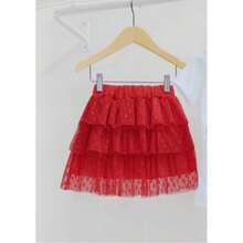 Children's Tulle Skirt With 3 Layers - Red - View 2