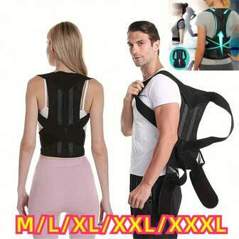 1 pieza Corrector de postura ajustable para adultos, soporte para la espalda y el cuello, correa de soporte para los hombros y la columna vertebral, correa invisible tipo joroba