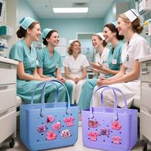 Encantos de enfermera, accesorios de enfermera Bolsas Bogg, insertos decorativos Simplemente playa - enfermera 8 piezas - Ver 6
