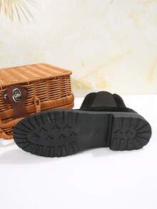 Botas de mujer de estilo occidental con cremallera lateral, de tacón plano de 3 cm, puntera redonda y, para uso casual al aire libre, viajes, vacaciones y caminatas