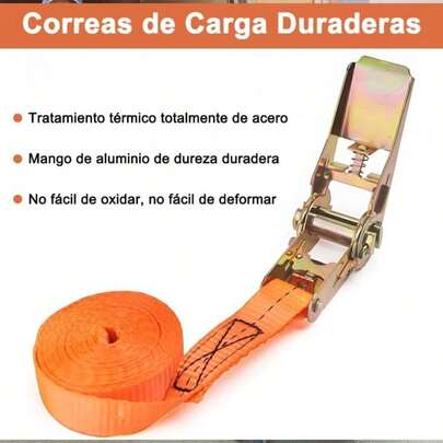 Correas de Carraca Retrctile Juego 4 2.5CM*5M Carga Mx 800KG, Correas de Amarre Remolque, Sujetadore Trinquete con Matraca Resistente a la Rotura para Coche Caravana Moto Bicicleta Camin