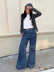 女士初秋休闲修身夹克，简约设计 - 深灰色 - 查看 5