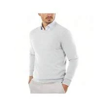 Men's Crew Neck Sweater Slim Fit Lightweight Sweatshirts Knitted Pullover For Casual Or Dressy Wear - 白色 - 查看 1