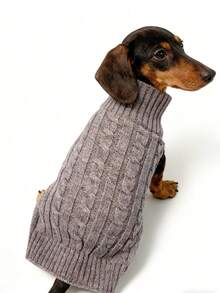 1-częściowy sweter dla zwierząt, jednolity kolor, wydłużony sweter dla zwierząt, minimalistyczny styl, wzór dla pary/najlepszego przyjaciela, odpowiedni dla pudli, bassetów, jamników, beagle'ów, corgi, psów długonogich, kotów, wydłużony, spersonalizowany, dla zwierząt krótkonogich - Szary - Zobacz 3