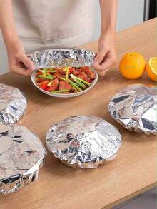 10 piezas/30 piezas Papel de aluminio para envolver alimentos, plateado, elástico, apto para contacto con alimentos, sin olor, adecuado para almacenar sobras y protección contra el polvo, para uso en cocina y restaurante, apto para contacto con alimentos - Plateado - Ver 1