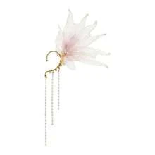 Stunning Mermaid Elf Ear Cuffs With Pearl Tassel, Non Piercing Elven Wrap Clip On Earring For Anime Cosplay Costumes, Halloween Mermaid Accessories Women Men{"Color_name":"LightPurple","Size_name":"OneSize"} - 淺紫色 - 查看 5