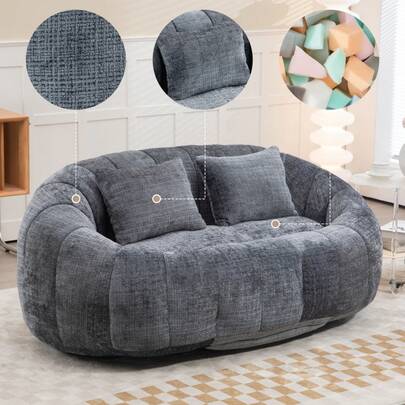 Bean Bag Sofa, Lazy Sofa, Durable And Comfortable, High Back Bean Bag Chair For Adults And Children, Indoor And Outdoor, Soft Lounge Chair (Black Chenille)