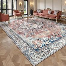 Sour Lemon Turkish Vintage Bohemian Style Rugs Living Room, Boho Vintage Decorative Large Summer Rug, Area Rugs For Bedroom, Machine Washable Rug,  Anti Slip Carpet, Imitation Cashmere, Lightweight And Soft, For Living Room, Bedroom - Multicolor - View 8
