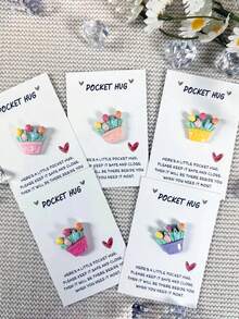 5pcs Tulip Bouquet Pocket Hugs With Inspirational Cards,Elegant Flower Design -Suitable For Birthdays, Weddings,Parties, Anniversary Day - Cute Floral Design WithEncouraging Greeting Cards
