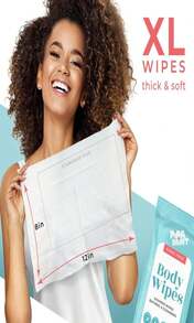 Body Wipes XL Shower Wipes Body Wipe For Adults Bathing, Traveling, Camping, Gym, Car, Elderly, Bedridden - Disposable Washcloths For Adults No Rinse 1 Box, 5 Pack (50 Ct) - ColorA - 查看 3