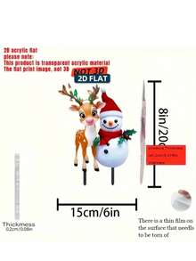 1pc Classic Acrylic 2D Flat Reindeer Garden Stake - Holiday Outdoor Christmas Decor, Freestanding, Animal Themed, Battery-Free
