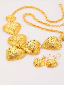 3 قطع/مجموعة مجموعة نسائية أنيقة وفاخرة بشكل قلب وشرابات، مجوهرات للزفاف والحفلات والهدايا في عيد الحب