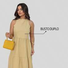 Women's Sleeveless Casual Party Premium Linen Midi Dress - 黃色 - 查看 7